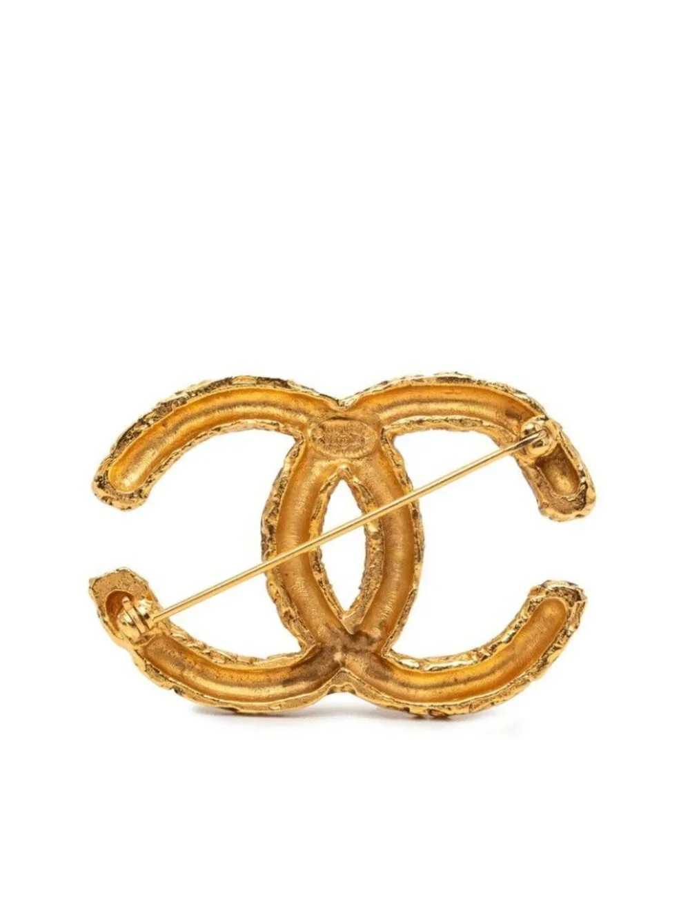 Chanel CC Logo Lava Brooch Gold Plated